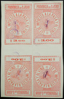 ARGENTINA: PROVINCE OF SAN JUAN: Grape-juice And Wine Tax: Large Size Stamps (approx. 11 X 15 Cm), $3 In Red And Carmine - Sonstige & Ohne Zuordnung