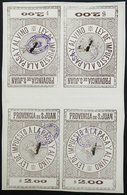 ARGENTINA: PROVINCE OF SAN JUAN: Grape-juice And Wine Tax: Large Size Stamps (approx. 11 X 15 Cm), $2, Beautiful Sheet O - Autres & Non Classés