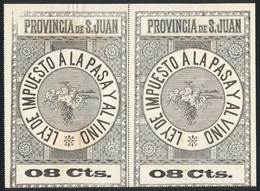 ARGENTINA: SAN JUAN: RAISINS And WINE Tax, 08c., Spectacular Very Large Stamp (105 X 155 Mm), VF Quality Pair! - Sonstige & Ohne Zuordnung