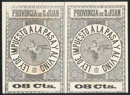 ARGENTINA: SAN JUAN: RAISINS And WINE Tax, 08c., Spectacular Very Large Stamp (105 X 155 Mm), VF Quality Pair! - Autres & Non Classés