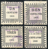 ARGENTINA: PROVINCE OF SAN LUIS: Year 1903, Complete Set Of 4 Used Values, Very Fine Quality, Rare! - Sonstige & Ohne Zuordnung