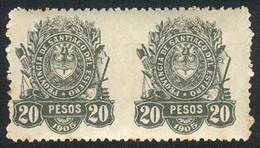 ARGENTINA: PROVINCE OF SANTIAGO DEL ESTERO: Year 1905, 20 Pesos, Pair IMPERFORATE BETWEEN, Rare! - Sonstige & Ohne Zuordnung