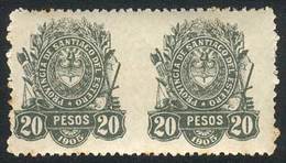 ARGENTINA: PROVINCE OF SANTIAGO DEL ESTERO: Year 1905, 20 Pesos, Pair IMPERFORATE BETWEEN, Rare! - Autres & Non Classés