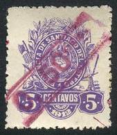 ARGENTINA: PROVINCE OF SANTIAGO DEL ESTERO: Year 1912, PROVISIONAL Stamp 50c. On 5c., Original Gum, Extremely Rare! - Sonstige & Ohne Zuordnung