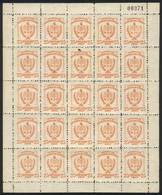 ARGENTINA: PROVINCE OF SANTIAGO DEL ESTERO: Year 1917, Complete Sheet Of 25 Examples Of 25c., VF Quality, Rare! - Other & Unclassified