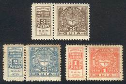 ARGENTINA: PROVINCE OF SANTIAGO DEL ESTERO: GUÍA, Year 1915, Set Of 3 Values Of 1 To 3 Pesos, Original Gum, Fine Quality - Other & Unclassified