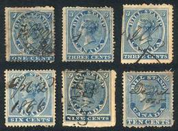 CANADA: BILL STAMPS:  Year 1864, 6 Stamps Of Values Between 1c. And 10c., Used, Fine General Quality (some With Defect), - Fiscali