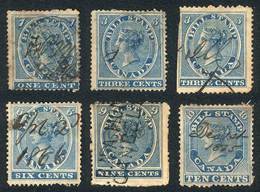 CANADA: BILL STAMPS:  Year 1864, 6 Stamps Of Values Between 1c. And 10c., Used, Fine General Quality (some With Defect), - Steuermarken