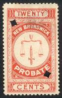 CANADA: NEW BRUNSWICK: Probate Stamp, 20c. Of 1895, Used, Fine Quality, Rare! - Fiscaux