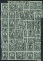 COLOMBIA: Years 1891/2 50c. Black On Blue Paper, 67 Unmounted Stamps, Most In Blocks Of 6, In General Of Very Fine Quali - Colombie