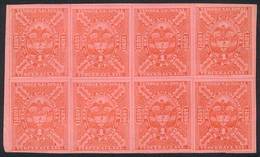 COLOMBIA: Timbre Nacional, 1889-1890 1P. Third Class, Block Of 8 Mint Without Gum, Printed On Rose Paper, Excellent Qual - Kolumbien