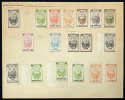 COSTA RICA: Two Old Album Pages With 27 Revenue Stamps Issued In 1870, 5c. To 100P., Including Some Varieties, VF Genera - Costa Rica