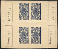 CUBA: PAGOS AL ESTADO: Year 1896/7, Block Of 4 Of 2P. Blue, Mint Original Gum, VF Quality! - Autres & Non Classés