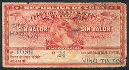 CUBA: Interesting Stamp Used In 1905 "Empréstito De $35.000.000, Sello Especial - SIN VALOR - IMPORTACION", Used In The  - Other & Unclassified