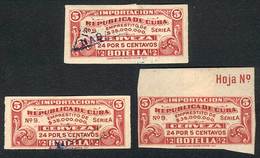 CUBA: BEER: 3 Stamps Of The Year 1902, 10c. And 20c., Fine Quality - Sonstige & Ohne Zuordnung