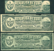 CUBA: TABACOS TORCIDOS Y PICADURA (Tobacco): National Guarantee Of Origin Stamp, 3 Nice Examples, With Defects, Low Star - Autres & Non Classés