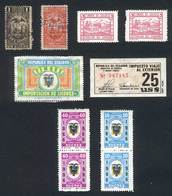 ECUADOR: Lot Of Old Revenue Stamps, Some With Defects, Very Interesting! - Equateur