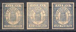 SPAIN: GIROS: Year 1900, 3 IMPERFORATE Examples, Printed On Ordinary Paper In Light Blue, Possibly PROOFS, Minor Defects - Fiscali