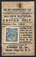 UNITED STATES: INSPECTION STAMP - BEDDING, State Of New York, 1c., On Label For Cotton Material, Very Interesting! - Revenues