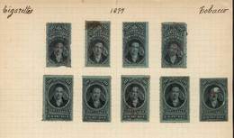 UNITED STATES: CIGARETTES: Year 1879, Old Album Page With 9 Stamps For 10 And 20, 3 Examples Overprinted "ACT OR MARCH 8 - Fiscali