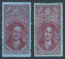 UNITED STATES: CIGARETTES: Year 1898, 2 Revenue Stamps For 10, Fine Quality! - Fiscaux