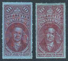 UNITED STATES: CIGARETTES: Year 1898, 2 Revenue Stamps For 10, Fine Quality! - Fiscali