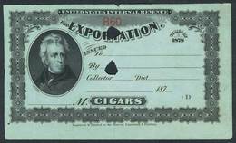 UNITED STATES: CIGARS FOR EXPORTATION: Year 1897, Little Defects, Very Nice! - Steuermarken