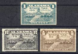 UNITED STATES: ALABAMA: Feed Inspection Stamps, 3 Stamps Of 1917, Mint No Gum, VF! - Fiscaux