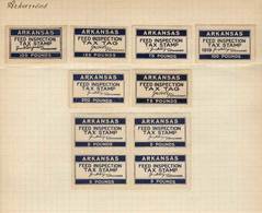 UNITED STATES: ARKANSAS: Feed Inspection Stamps, Album Page From An Old Collection, With 10 Unused Stamps, Mostly All Of - Steuermarken