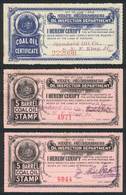 UNITED STATES: MISSOURI: Coal Oil Inspection Stamps, Year 1909, 3 Stamps Of Very Fine Quality, Interesting! - Fiscali