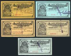 UNITED STATES: MISSOURI: Coal Oil Inspection Stamps, Year 1915, 5 Stamps Between 1 Bbl And 100 Bbl, Fine To VF Quality,  - Revenues