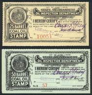 UNITED STATES: MISSOURI: Coal Oil Inspection Stamps, Year 1917, 2 Stamps Of 25 Bbl And 50 Bbl, Fine To VF Quality, Inter - Fiscali