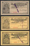 UNITED STATES: MISSOURI: Gasoline Inspection Stamps, Circa 1916, 3 Stamps Between 1 Bbl And 100 Bbl (x2, Different Shade - Fiscaux