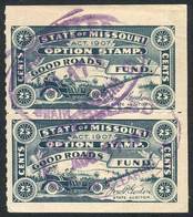 UNITED STATES: MISSOURI: Option Stamp, Good Roads Fund, Beautiful Used Pair, Very Fine Quality! - Fiscaux