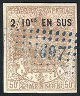 FRANCE: DIMENSION: Year 1871, Provisional 50c. Surcharged "2 / 10me En Sus", Used, VF Quality, Rare!" - Sonstige & Ohne Zuordnung