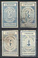 FRANCE: EPINAL: Lemonade And Soda Water, 4 Old Revenue Stamps, VF Quality! - Sonstige & Ohne Zuordnung