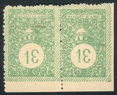 INDOCHINA (French Colony): HANOI: Marchés, Pair Of Value "13" With The "3" Printed Upside Down, Sheet Corner, Mint, Exce - Other & Unclassified