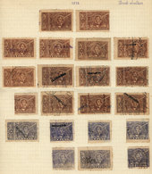 MEXICO: National Taxes, RENTA INTERIOR (Internal Revenue): Year 1892, 2 Album Pages Of An Old Collection With 37 Stamps, - Mexico