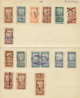 MEXICO: National Taxes, RENTA INTERIOR (Internal Revenue):  Year 1896, 2 Album Pages Of An Old Collection With 44 Stamps - Mexico