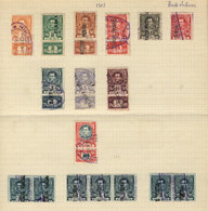 MEXICO: National Taxes, RENTA INTERIOR (Internal Revenue): Year 1907, 2 Album Pages Of An Old Collection With 44 Stamps  - Mexiko