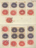 MEXICO: ADUANAS: Year 1886, 2 Album Pages Of An Old Collection With 26 Stamps Between 1c. And $100, Including Examples O - Mexique