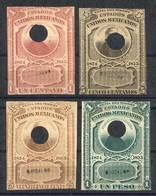 MEXICO: CONTRIBUCIÓN FEDERAL: Year 1874, 4 Used Stamps Between 1c. And $1, Very Fine Quality, Rare! - Mexique