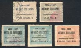 MEXICO: PRECIOUS METALS: Year 1896, 5 Stamps Between 10c. And $100, Fine General Quality, Rare! - Mexique