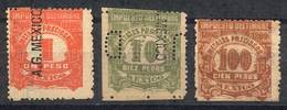 MEXICO: PRECIOUS METALS: Year 1898, 3 Stamps Between $1 And $100, Fine General Quality, Rare! - Mexiko