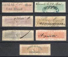 SWITZERLAND: GENEVE: Commerce, Year 1865, Imperforate, White Paper, Complete Set Of 7 Used Values, Fine Quality (some Wi - Fiscale Zegels