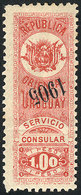 URUGUAY: CONSULAR SERVICE: Year 1905, 1P. With INVERTED OVERPRINT Variety, Fine Quality, Rare! - Uruguay