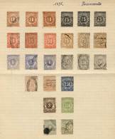 URUGUAY: DOCUMENTS: 35 Stamps On Album Pages Of An Old Collection, Fine To VF General Quality, Varied Values, One Exampl - Uruguay