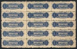 URUGUAY: Domestic Tax (IMPORTADO), Block Of 15 Mint Stamps Of 1c., VF! - Uruguay
