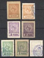 URUGUAY: SPAIN CONSULATE: 7 Stamps, Several Values On Two Different Papers, VF Quality, Rare! - Uruguay