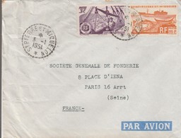 Sur Lettre Par Avion De St Pierre Et Miquelon Pour Paris N° Yvert 335 Et 338 - Brieven En Documenten